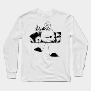 Tea Time minimalist line art Long Sleeve T-Shirt